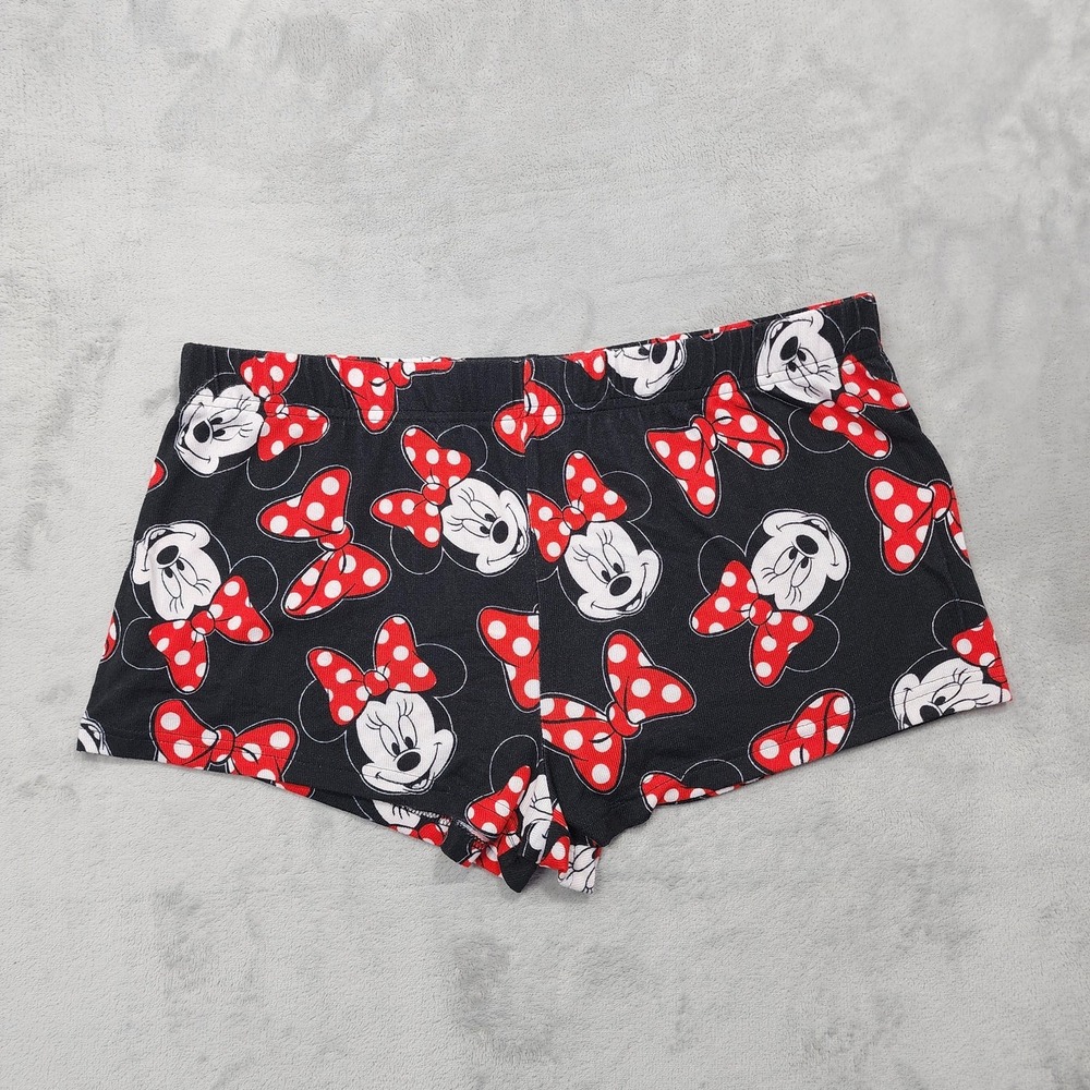 Disney Shorts Womens L Black Minnie Mouse Polka Dot Lounge Sleep Pajama Casual